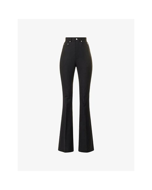 Rick Owens Black Bolan Flared-Leg Wool-Blend Trousers