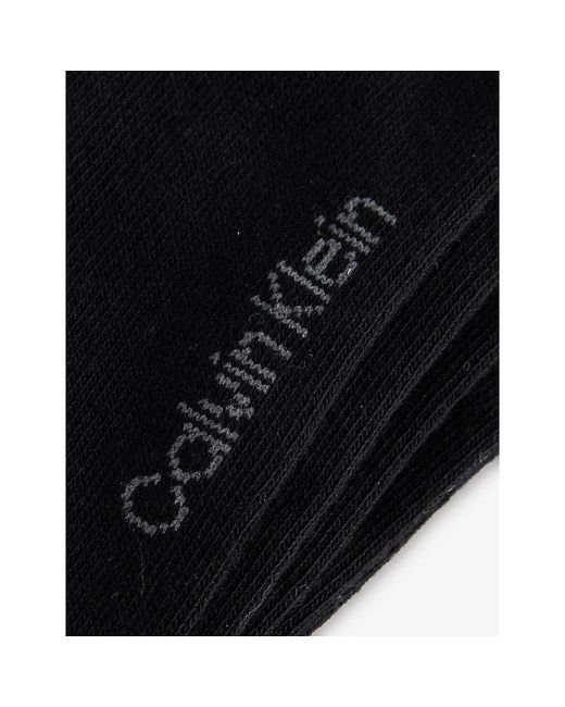 Calvin Klein Black Logo Stretch-Cotton Trainer Socks Pack Of Three for men