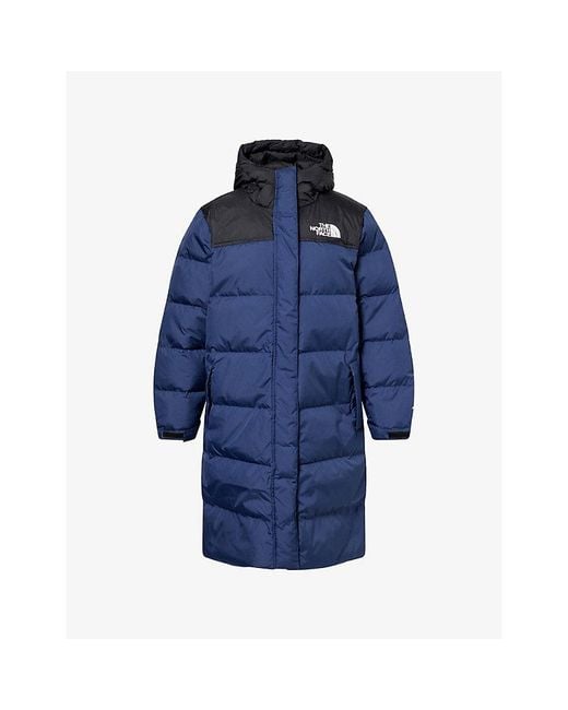 The North Face Blue Nuptse Embroidered-Logo Padded Parka Coat