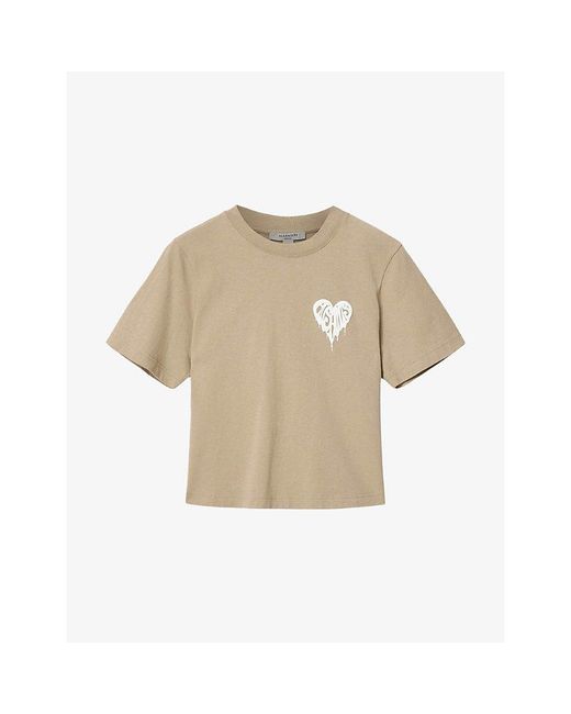 AllSaints Natural Lisa Trip Logo-Print Short-Sleeve Cotton T-Shirt