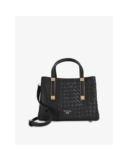 Dune Black Dinkydorry Woven Faux-Leather Handbag