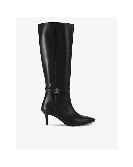 Kurt Geiger Black Kensington Flexi Leather Heeled Knee-High Boots