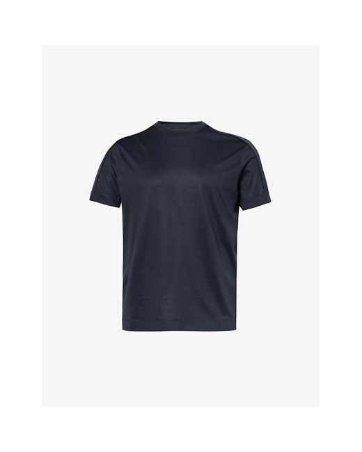 Emporio Armani Blue Blu Vy Brand-tape Regular-fit Jersey T-shirt X for men