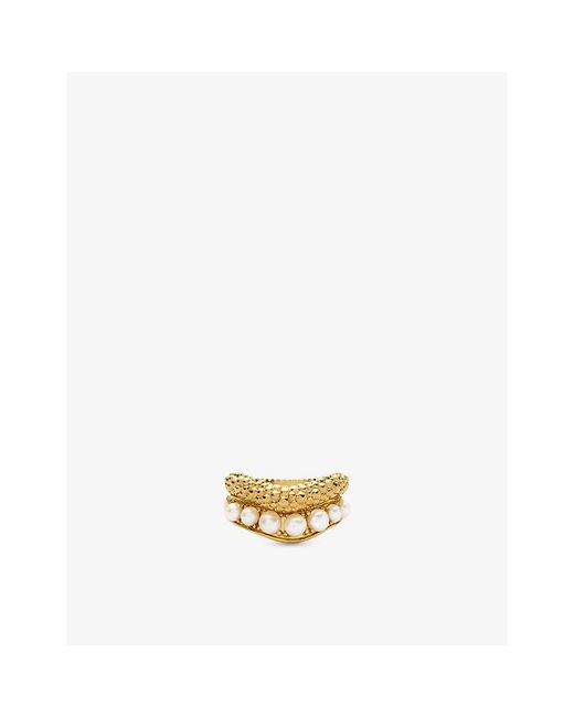 Missoma Metallic Baya 18Ct-Plated Brass And Freshwater Pearl Stacking Ring Set