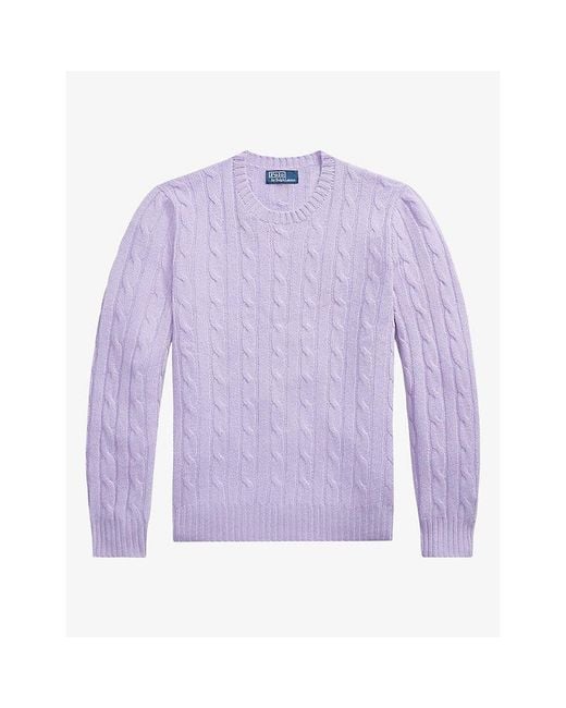 Polo Ralph Lauren Purple Cashmere Cable-Knit Jumper for men