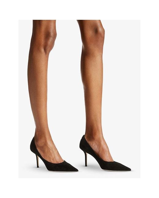 Jimmy Choo Black Love Pointed-Toe Suede Heels