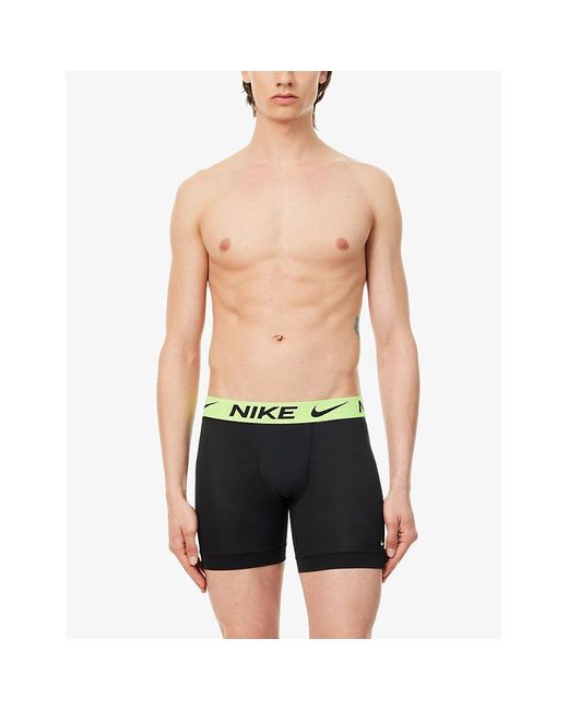 Nike Blue Logo-waistband Pack Of Three Recycled Polyester-blend Boxer Briefs for men