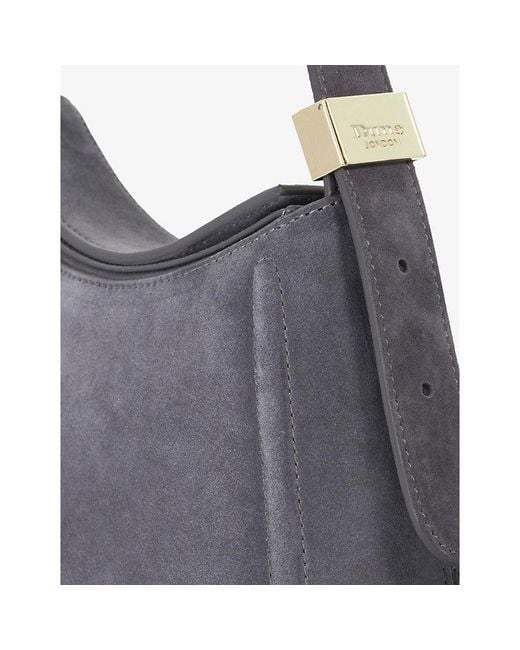 Dune Gray Dependent Structural Suede Shoulder Bag