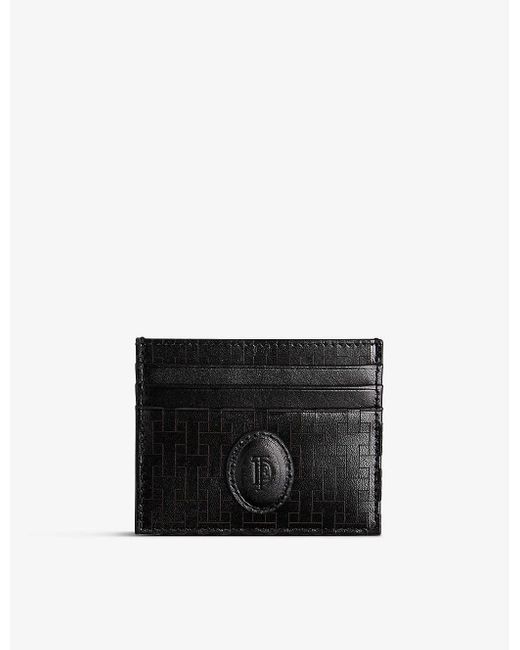Ted Baker Tobies Check-textured Leather Cardholder in Black for Men | Lyst