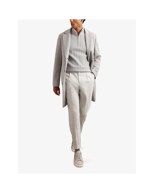 Reiss White Flush Slim-Fit Wool-Blend Trousers for men