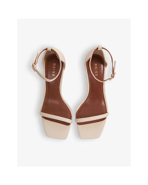 Reiss White Cora Wedge-heel Leather Sandals