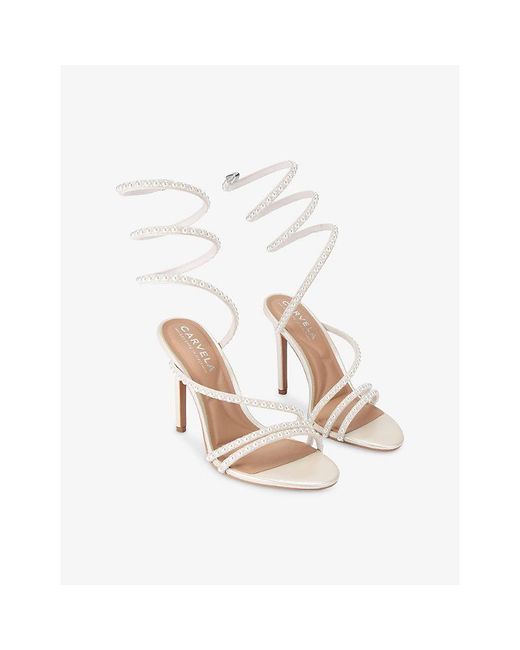 Carvela Kurt Geiger White Spiral 105 Faux-Leather Heeled Sandals