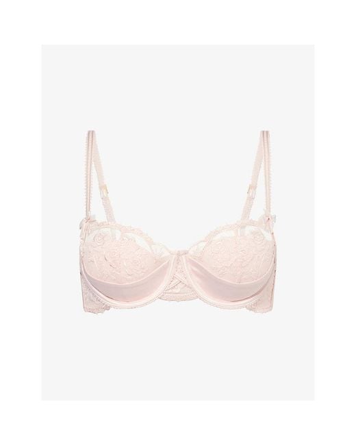 Lounge Underwear Pink Tease Balcony Satin Lace Bra