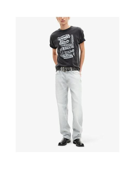 The Kooples Black Graphic-Print Short-Sleeve Cotton T-Shirt for men