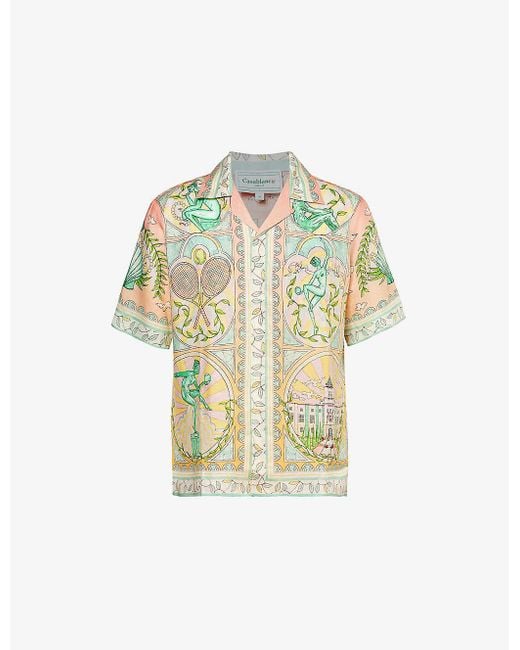 Casablancabrand Metallic All-over Print Linen Shirt for men