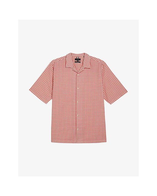 Ted Baker Pink Oise Geometric-print Relaxed-fit Cotton Shirt for men