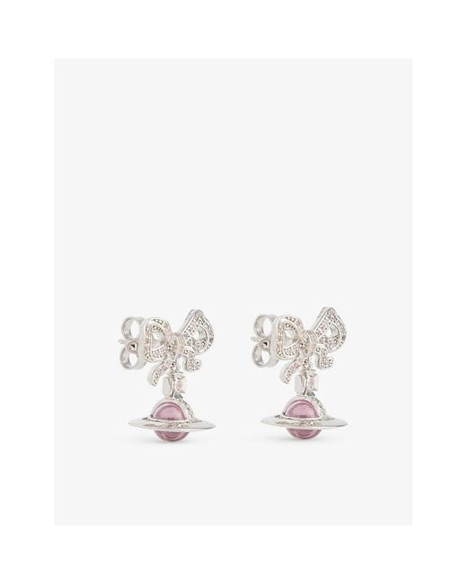 Vivienne Westwood White Octavie Recycled Silver And Cubic Zirconia Crystal Earrings