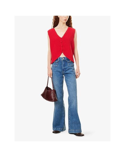 PAIGE Blue Leenah 32-Inch Patch-Pocket Denim Jeans