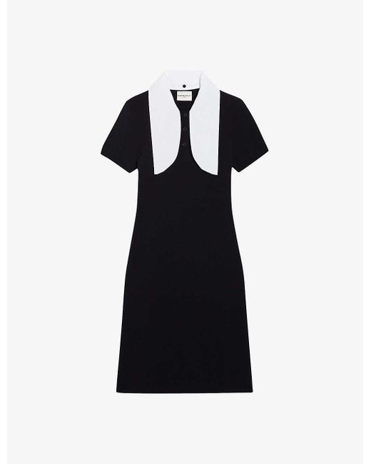 Claudie Pierlot Black Tie-neck Slim-fit Woven Mini Dress