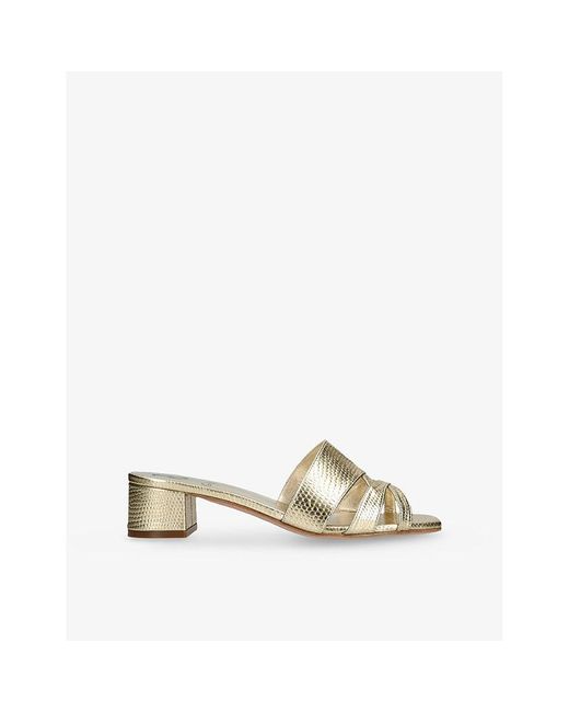 Gina Natural Montreaux Square-Toe Heeled Leather Mules