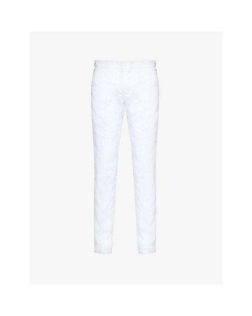 Orlebar Brown White Griffon Tapered-leg Linen Trousers for men