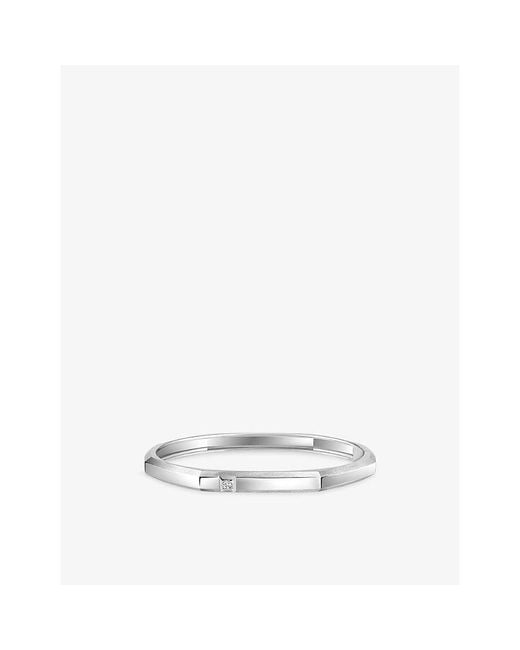Messika White Moderniste Medium 18Ct And 0.05Ct Diamond Bangle Bracelet