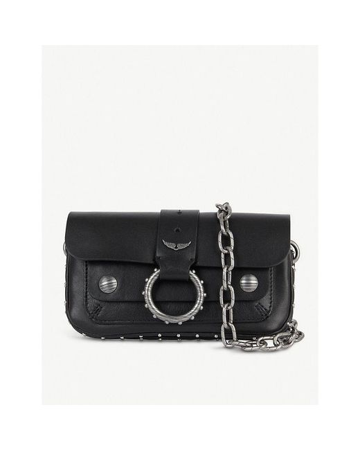 Zadig & Voltaire Black Kate Wallet Studded Leather Cross-body Bag