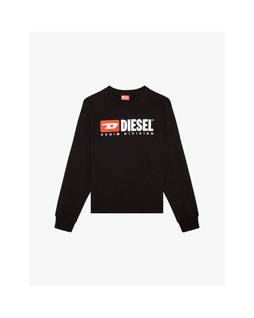 DIESEL Black S-ginn-div Logo-appliqué Cotton-jersey Sweatshirt for men