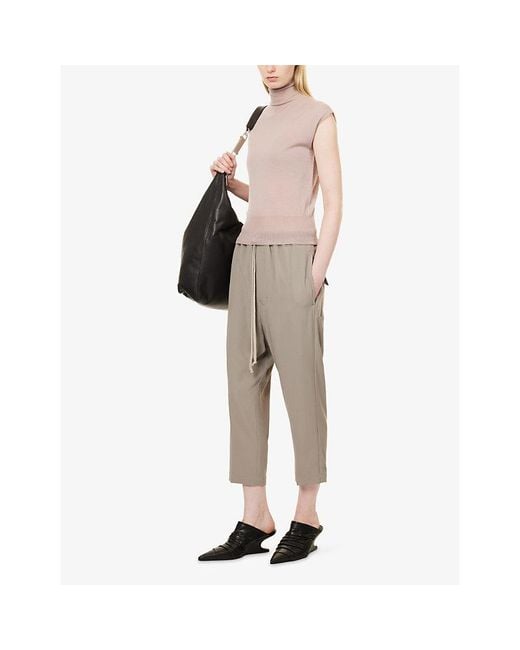 Rick Owens Natural Astaires Cropped Cady-Crepe Trousers