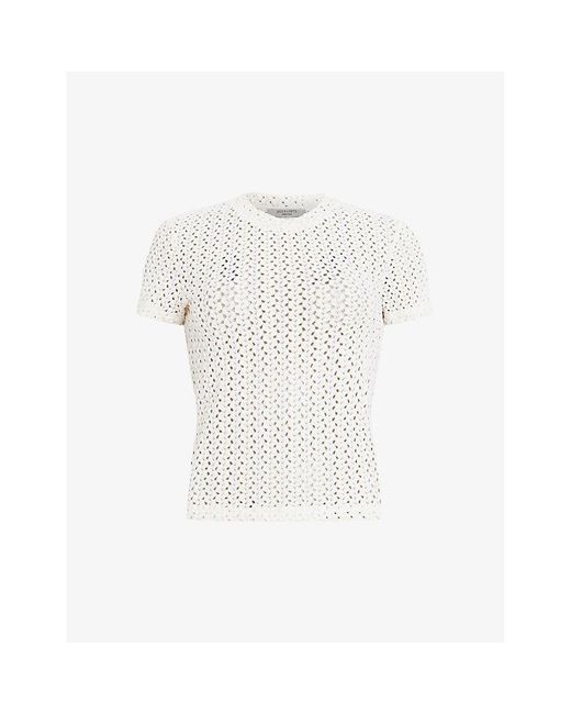 AllSaints White Karma Stevie Slim-fit Short-sleeve Knitted T-shirt