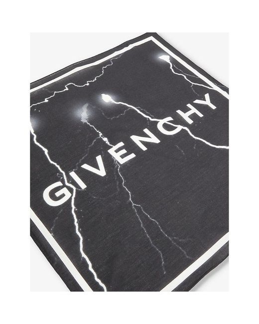 Givenchy Gray Eclaire Lightening-print Cotton Scarf for men