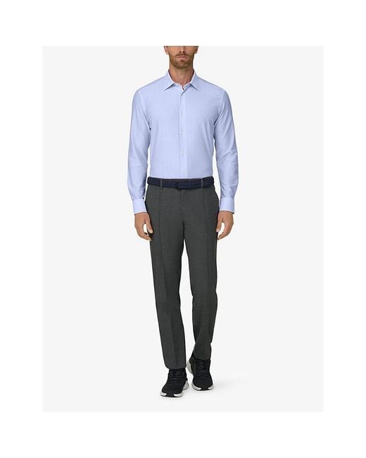 Boggi Blue Striped Regular-Fit Cotton-Jersey Shirt for men