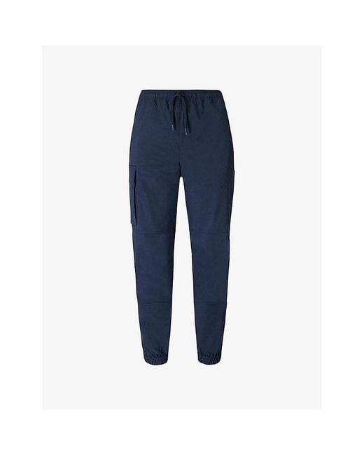 Sweaty Betty Blue Quinn Patch-Pocket Tapered Stretch-Cotton Cargo Trousers