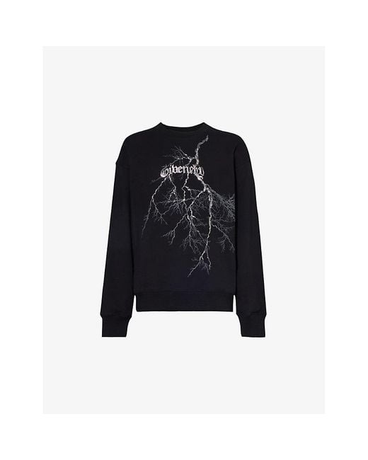 Givenchy Black Graphic-print Boxy-fit Cotton-jersey Sweatshirt for men