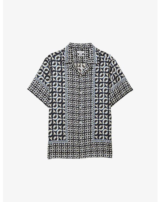 Reiss Multicolor Prentice Geometric-print Short-sleeve Woven Shirt for men