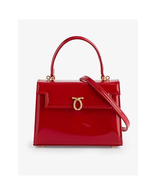 Launer Red Judi Leather Top-handle Bag