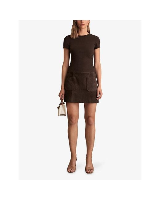 Reiss Brown Jolie Slim-Fit Cotton-Jersey T-Shirt