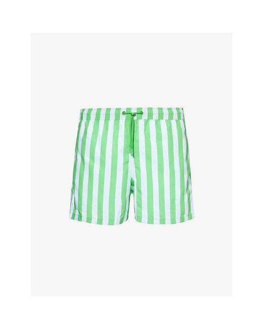 Björn Borg Green Striped Drawstring-waist Recycled-polyester Swim Shorts for men