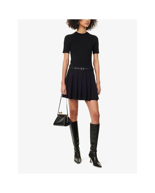 Jonathan Simkhai Black Abbie Pleated Stretch-Knit Mini Dress