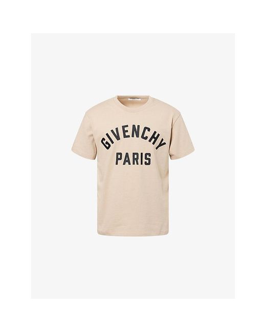 Givenchy Natural Appliqué Logo-Text Cotton T-Shirt for men