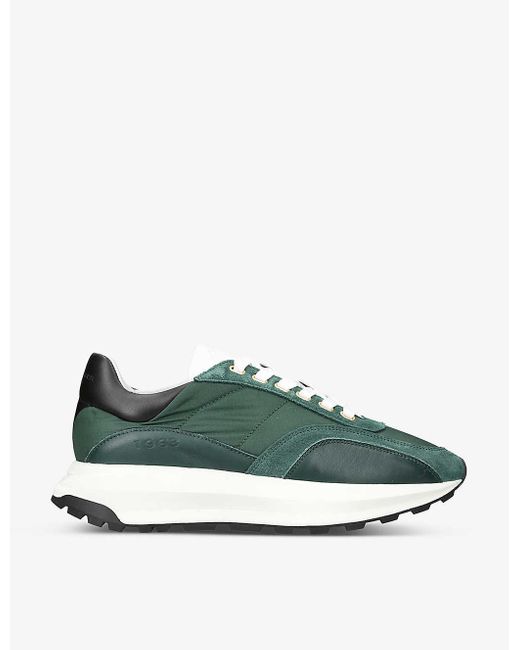 Kurt Geiger Gaspar Contrast-panel Leather Trainers in Green for Men | Lyst