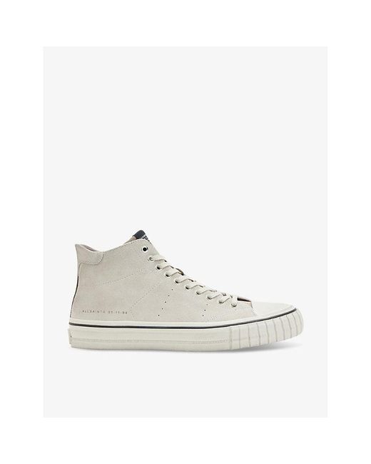 AllSaints White Lewis Logo-embossed Suede High-top Trainers for men