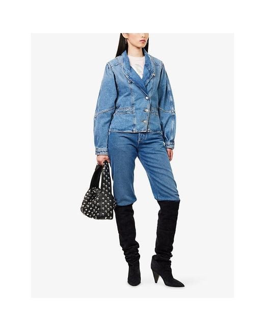 Isabel Marant Blue Dolie High-Neck Denim Jacket