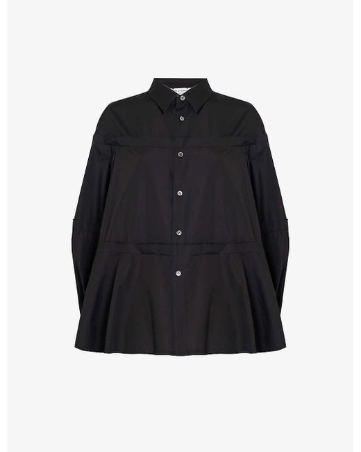 Comme des Garçons Black Long-sleeved Panelled Cotton-poplin Shirt