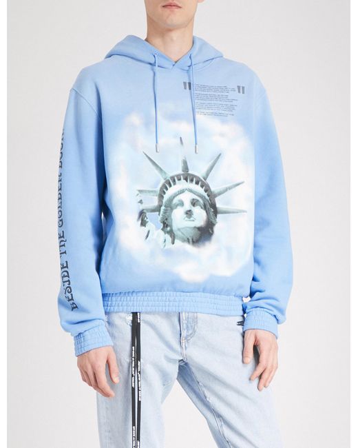 Off-White c/o Virgil Abloh Blue Statue Of Liberty Hoodie for men