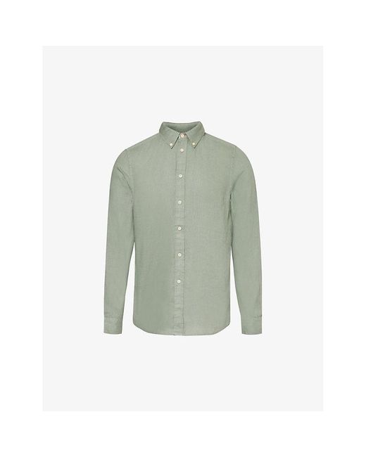 PS by Paul Smith Green Button-down Collar Linen Shirt for men