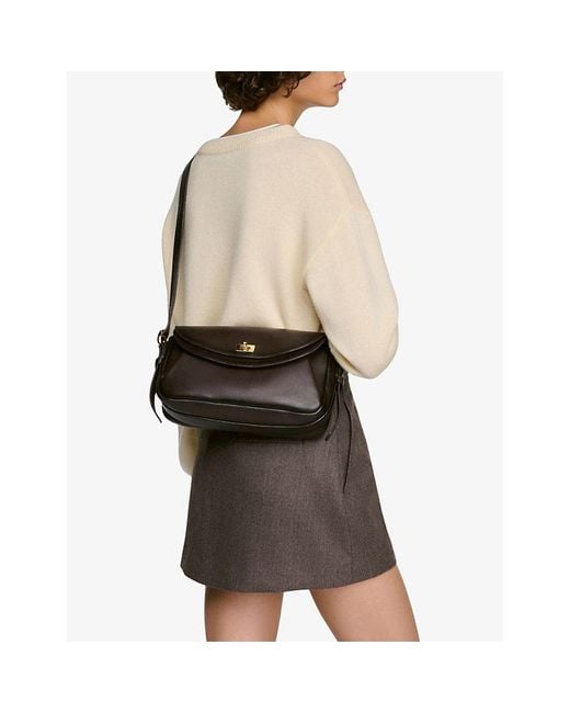 Sandro Black Le Mambo Small Leather Shoulder Bag