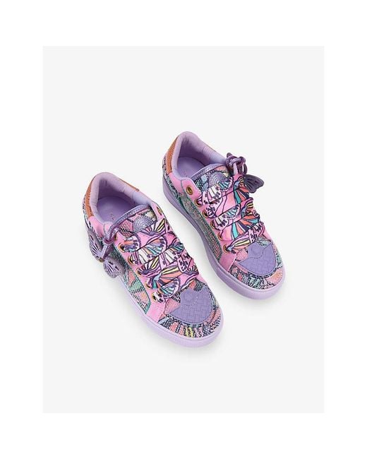 Kurt Geiger Purple Southbank Tag Suede And Woven Trainers