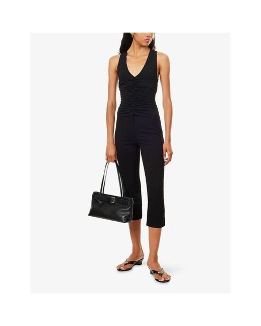 Dissh Black Avelin Ruched Cotton-Blend Top