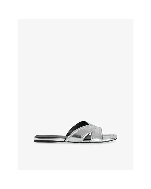 Zadig & Voltaire White Azora Metallic-Leather Mules